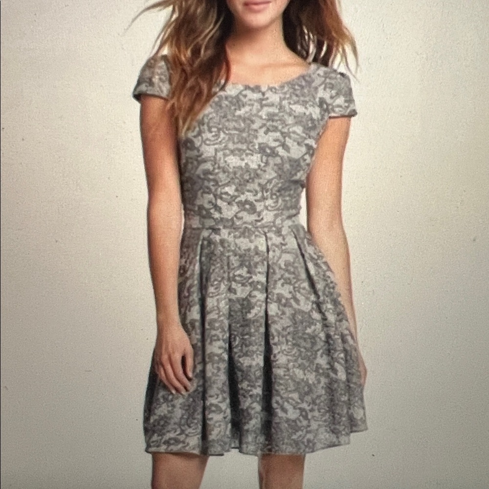 Betsey Johnson White and Gray Lace Mini Dress